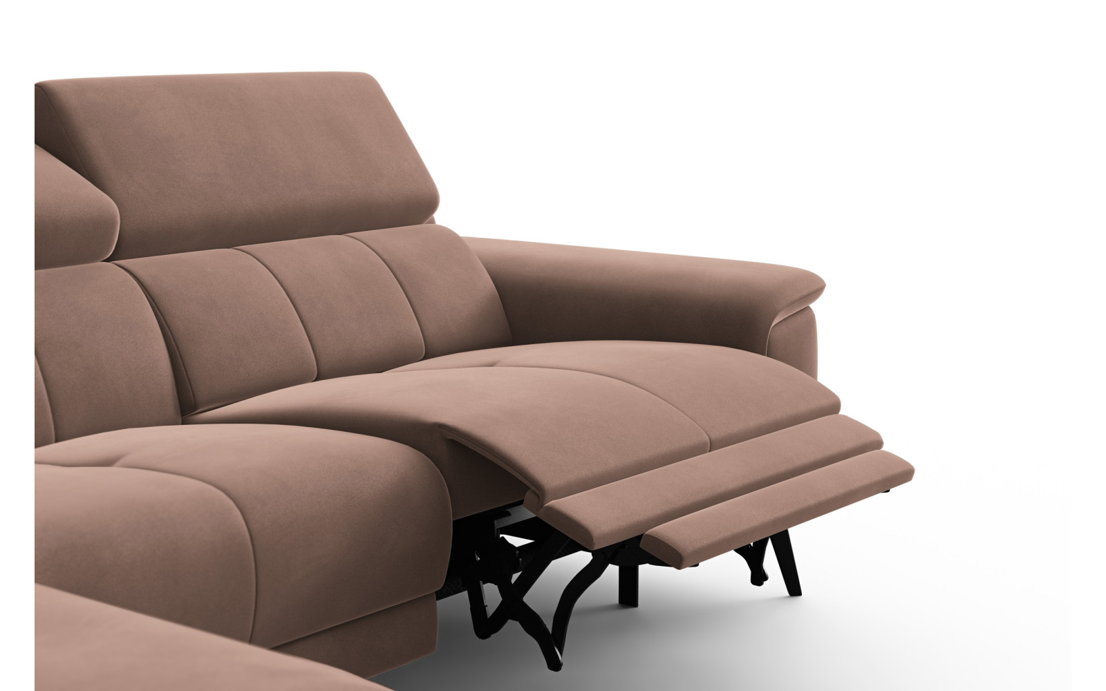 Ecksofa Relax 4-Sitzer links FIERO, Brauner Veloursstoff