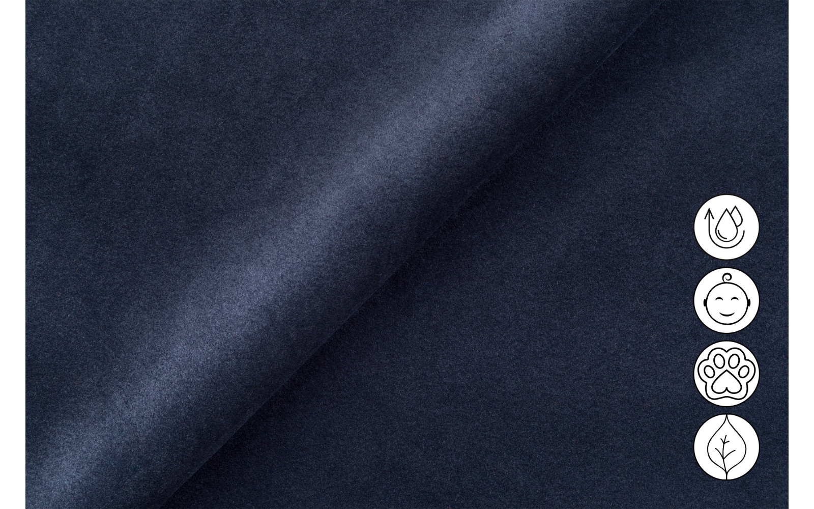 Ecksofa Relax 4-Sitzer links FIERO, Marineblauer Veloursstoff