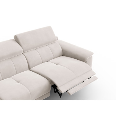 Ecksofa Relax 4-Sitzer links FIERO, Beiger Veloursstoff