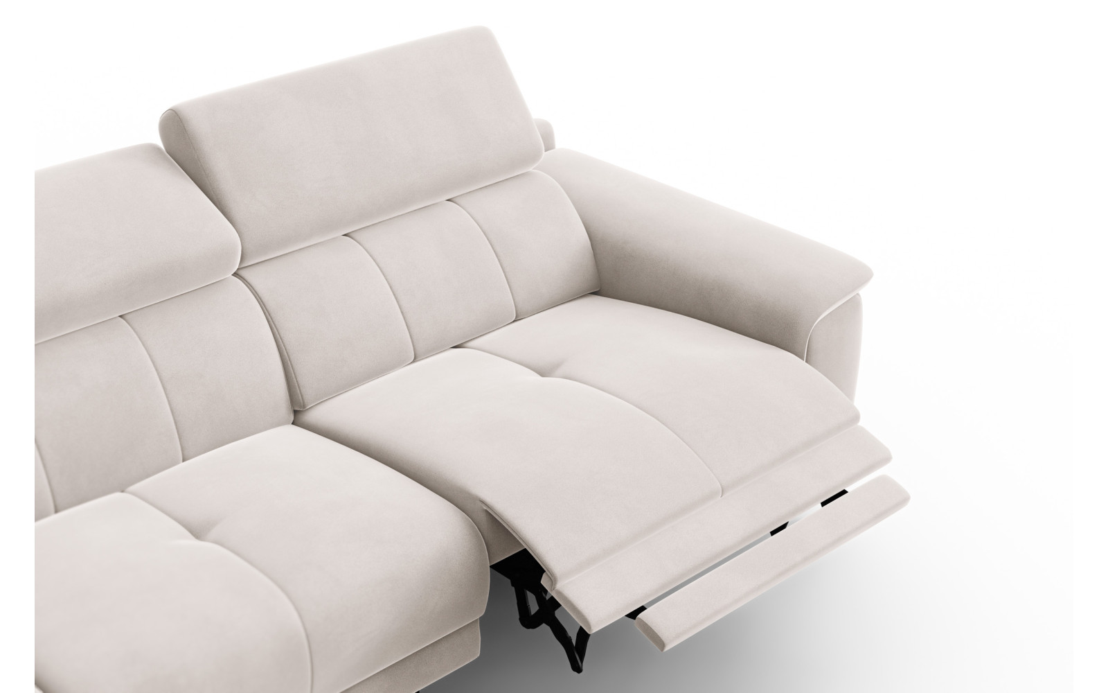 Ecksofa Relax 4-Sitzer links FIERO, Beiger Veloursstoff