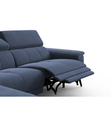 Ecksofa Relax 4-Sitzer links FIERO, Marineblauer Veloursstoff