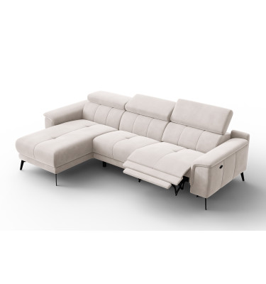 Ecksofa Relax 4-Sitzer links FIERO, Beiger Veloursstoff