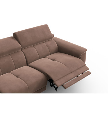 Ecksofa Relax 4-Sitzer links FIERO, Brauner Veloursstoff