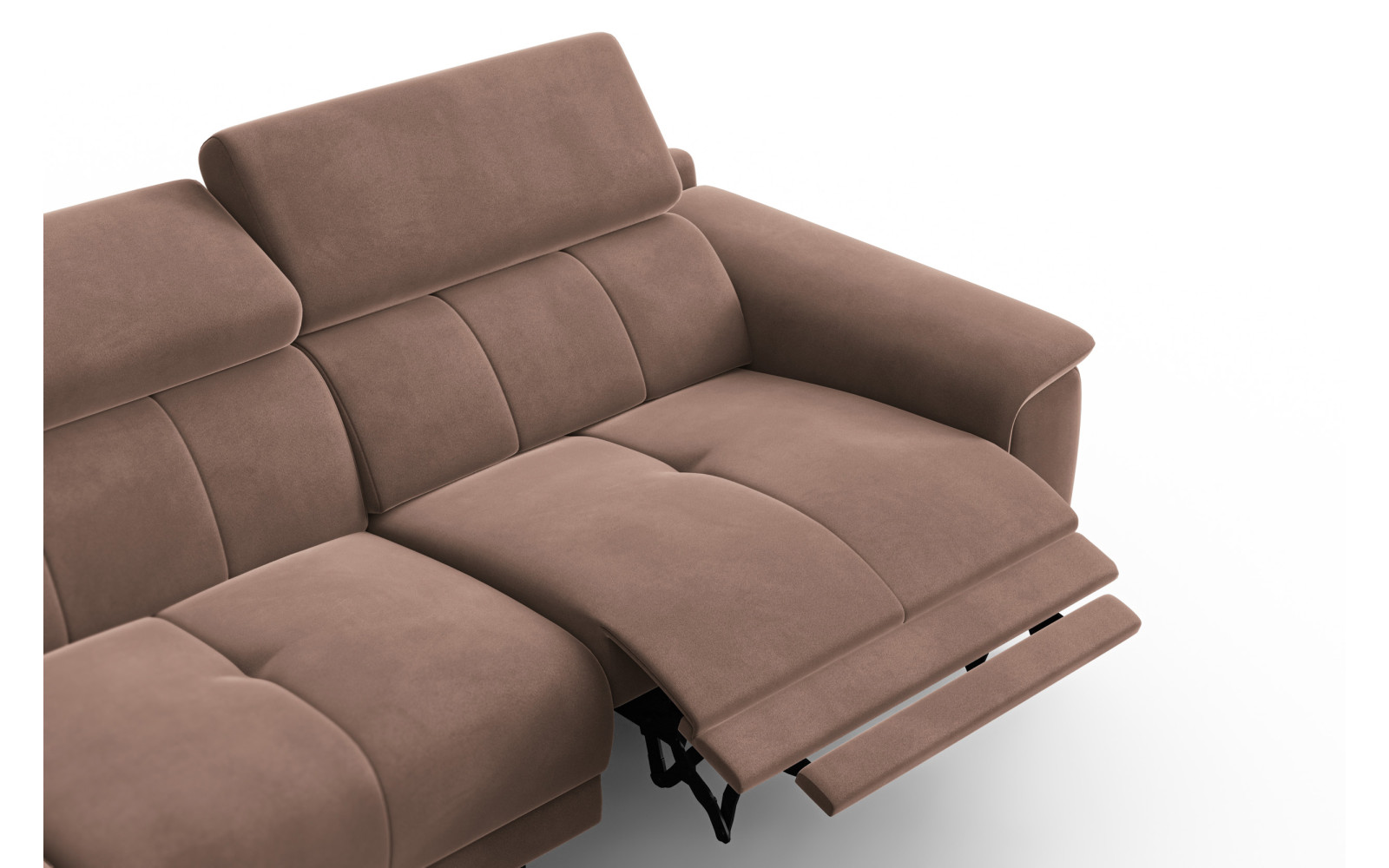 Ecksofa Relax 4-Sitzer links FIERO, Brauner Veloursstoff