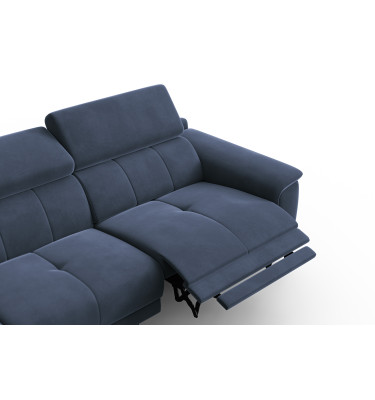 Ecksofa Relax 4-Sitzer links FIERO, Marineblauer Veloursstoff