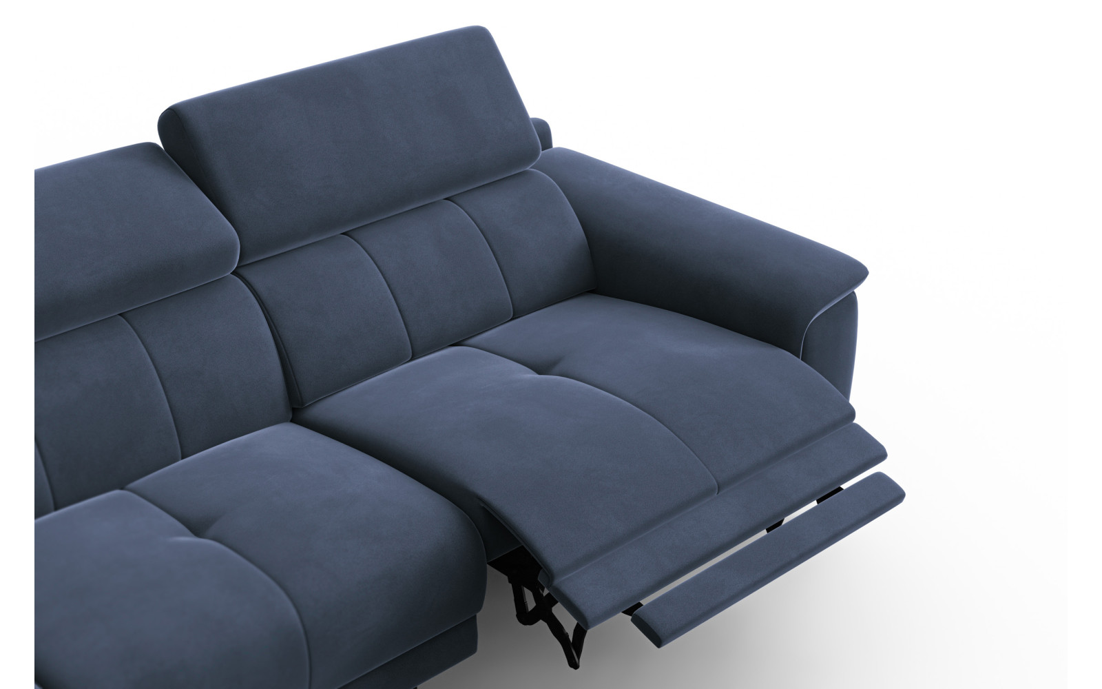 Ecksofa Relax 4-Sitzer links FIERO, Marineblauer Veloursstoff