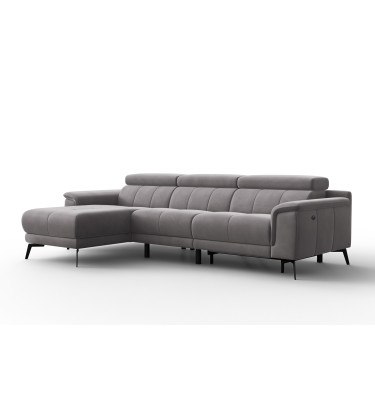 Ecksofa Relax 4-Sitzer links FIERO, Dunkelgrauer Veloursstoff