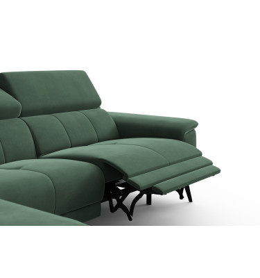 Ecksofa Relax 4-Sitzer links FIERO, Grüner Veloursstoff
