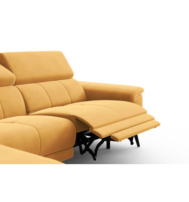 Ecksofa Relax 4-Sitzer links FIERO, Gelber Veloursstoff