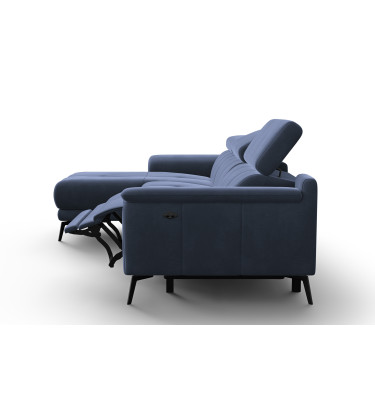 Ecksofa Relax 4-Sitzer links FIERO, Marineblauer Veloursstoff