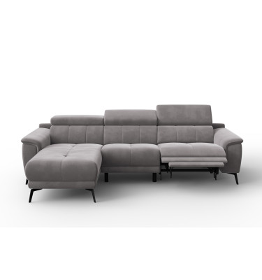 Ecksofa Relax 4-Sitzer links FIERO, Dunkelgrauer Veloursstoff