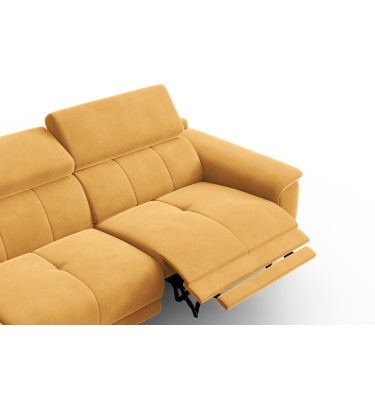 Ecksofa Relax 4-Sitzer links FIERO, Gelber Veloursstoff