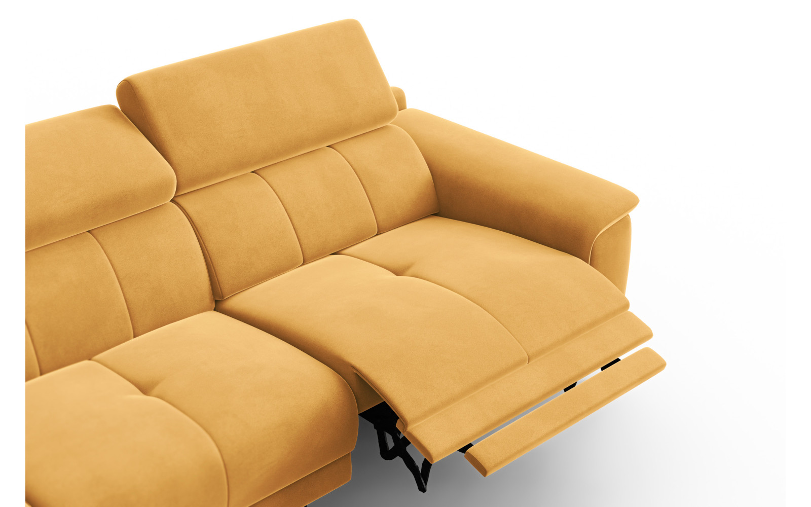 Ecksofa Relax 4-Sitzer links FIERO, Gelber Veloursstoff