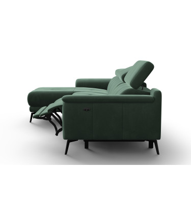 Ecksofa Relax 4-Sitzer links FIERO, Grüner Veloursstoff