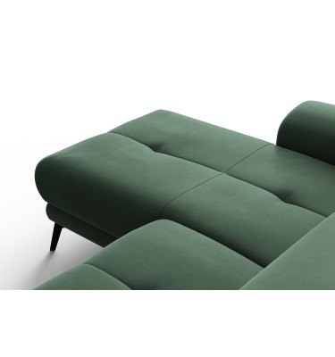 Ecksofa Relax 4-Sitzer links FIERO, Grüner Veloursstoff