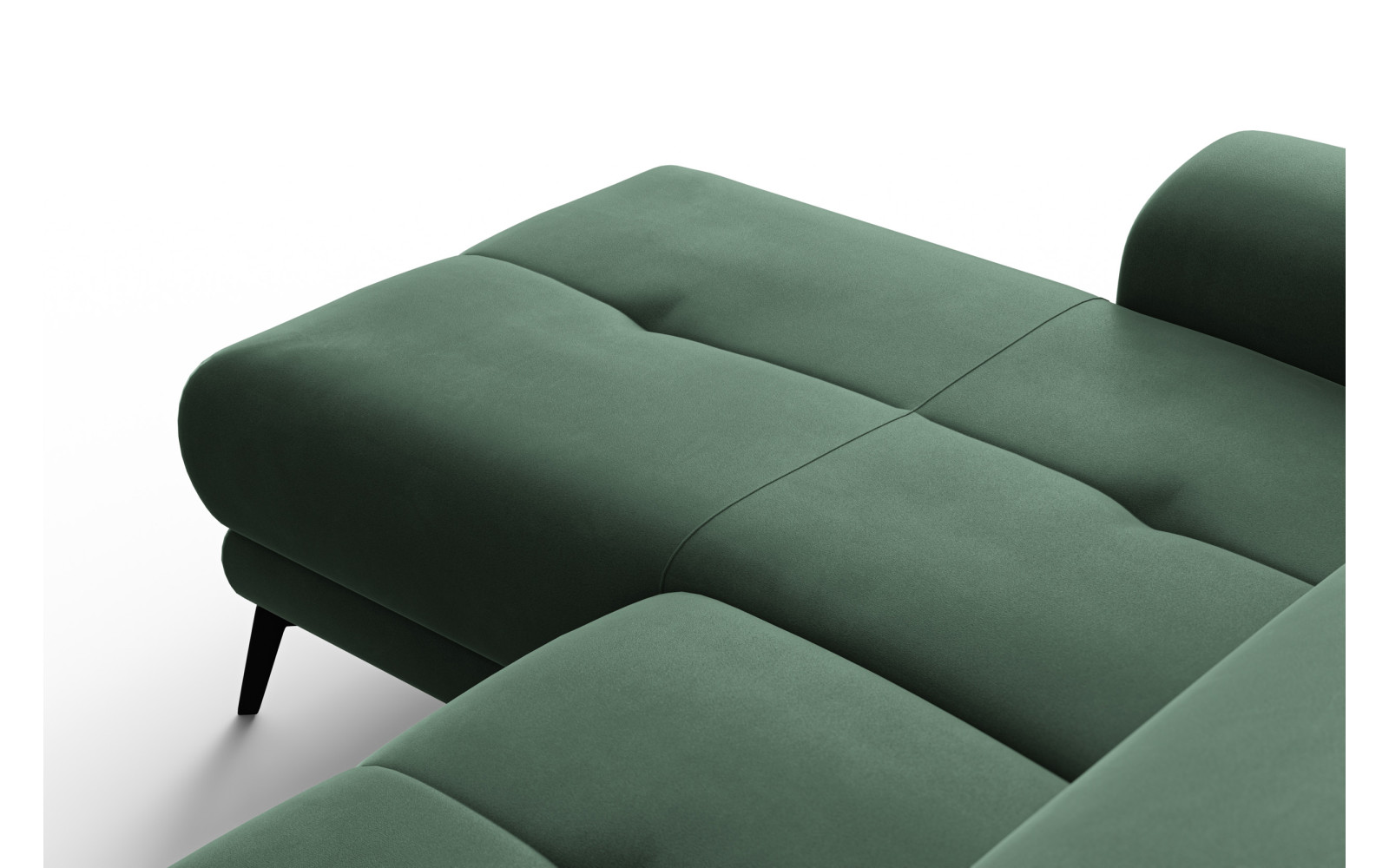 Ecksofa Relax 4-Sitzer links FIERO, Grüner Veloursstoff