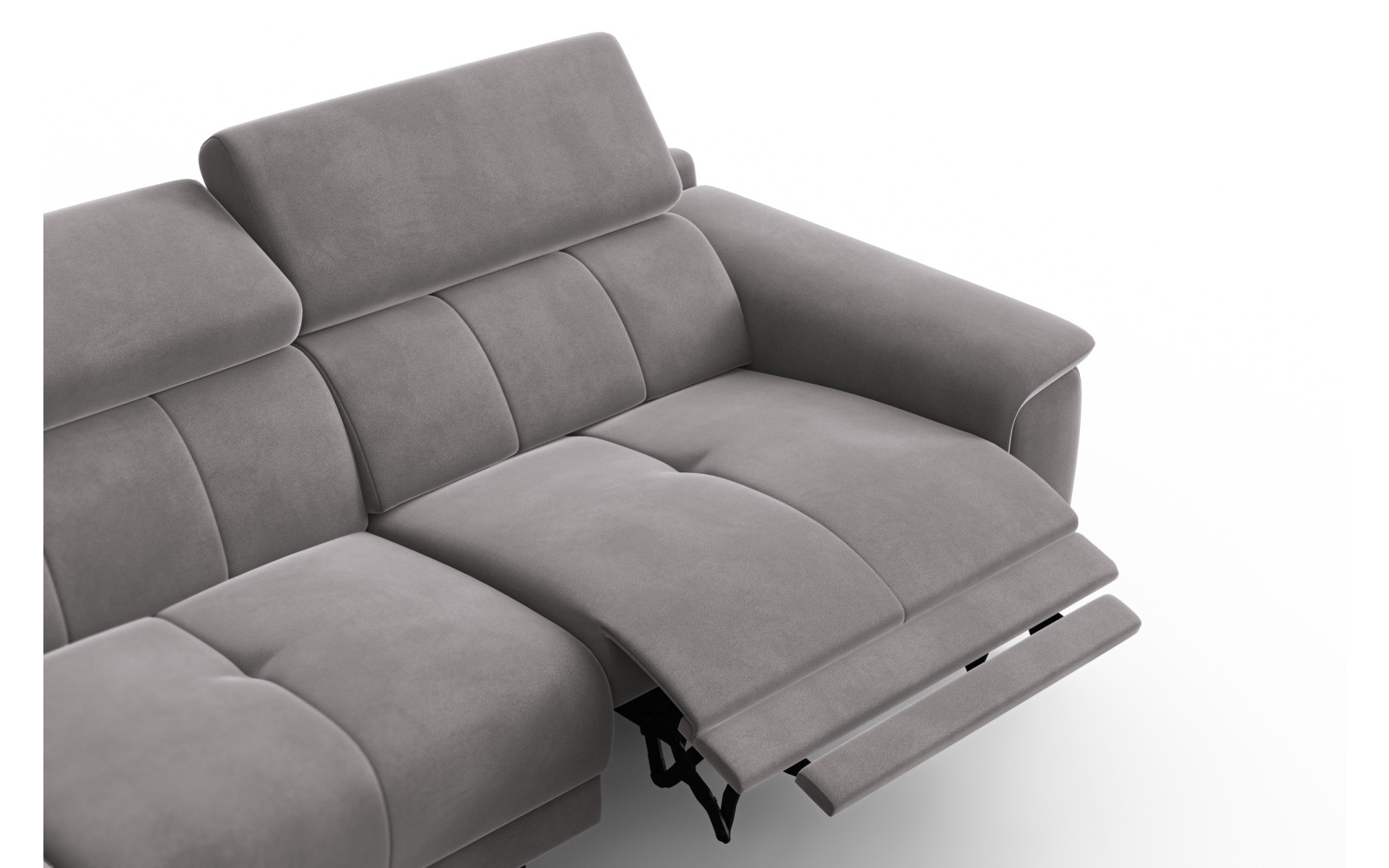 Ecksofa Relax 4-Sitzer links FIERO, Dunkelgrauer Veloursstoff