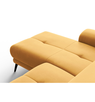 Ecksofa Relax 4-Sitzer links FIERO, Gelber Veloursstoff