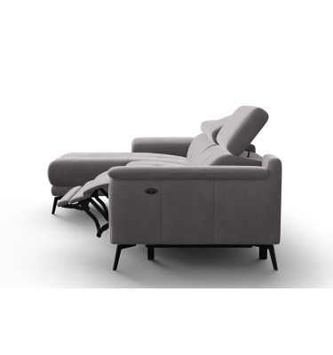 Ecksofa Relax 4-Sitzer links FIERO, Dunkelgrauer Veloursstoff