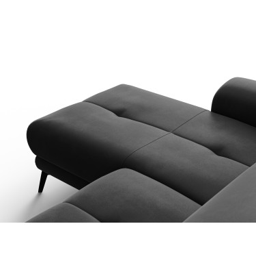 Ecksofa Relax 4-Sitzer links FIERO, Schwarzer Veloursstoff