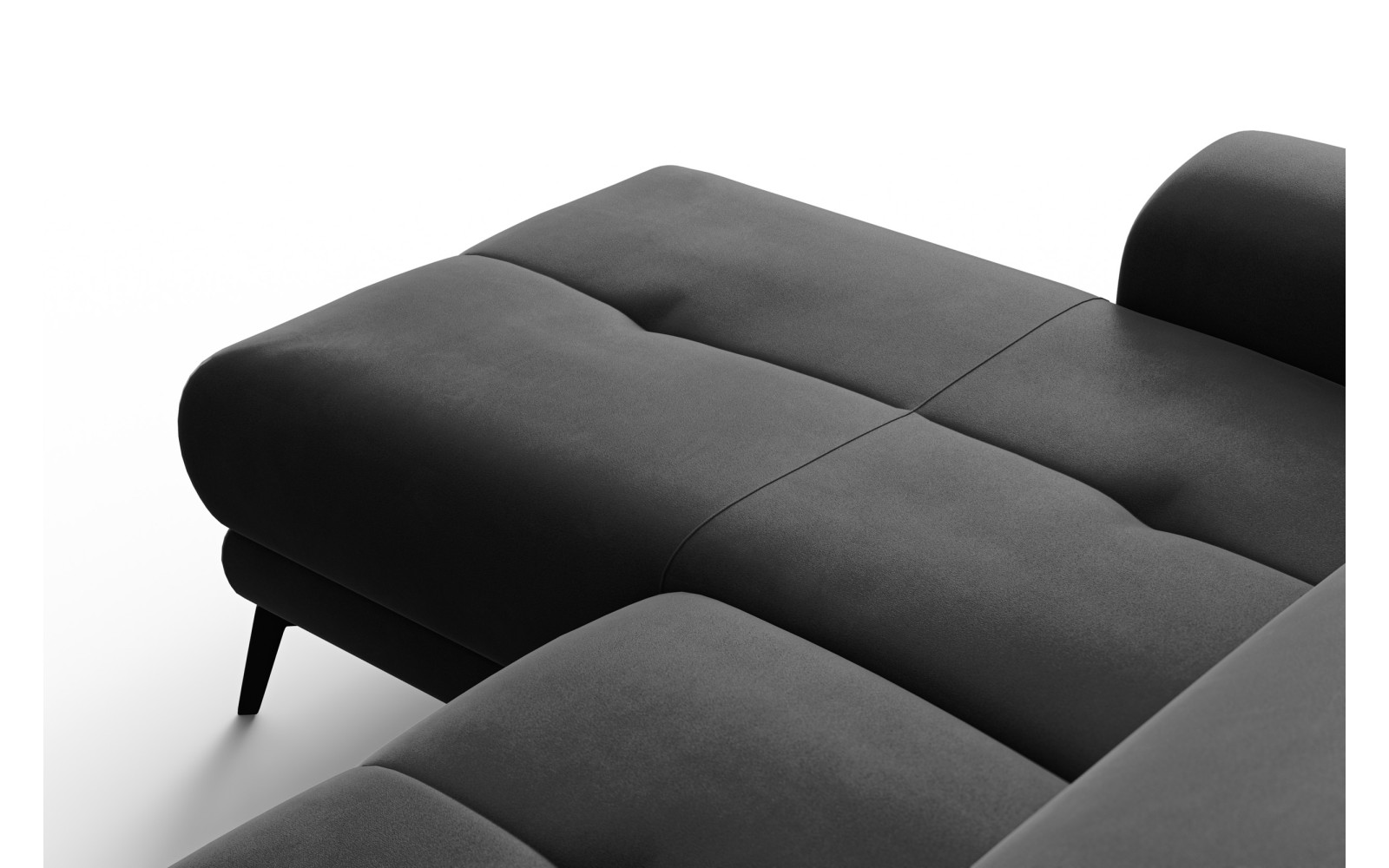Ecksofa Relax 4-Sitzer links FIERO, Schwarzer Veloursstoff