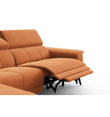 Ecksofa Relax 4-Sitzer links FIERO, Oranger Veloursstoff