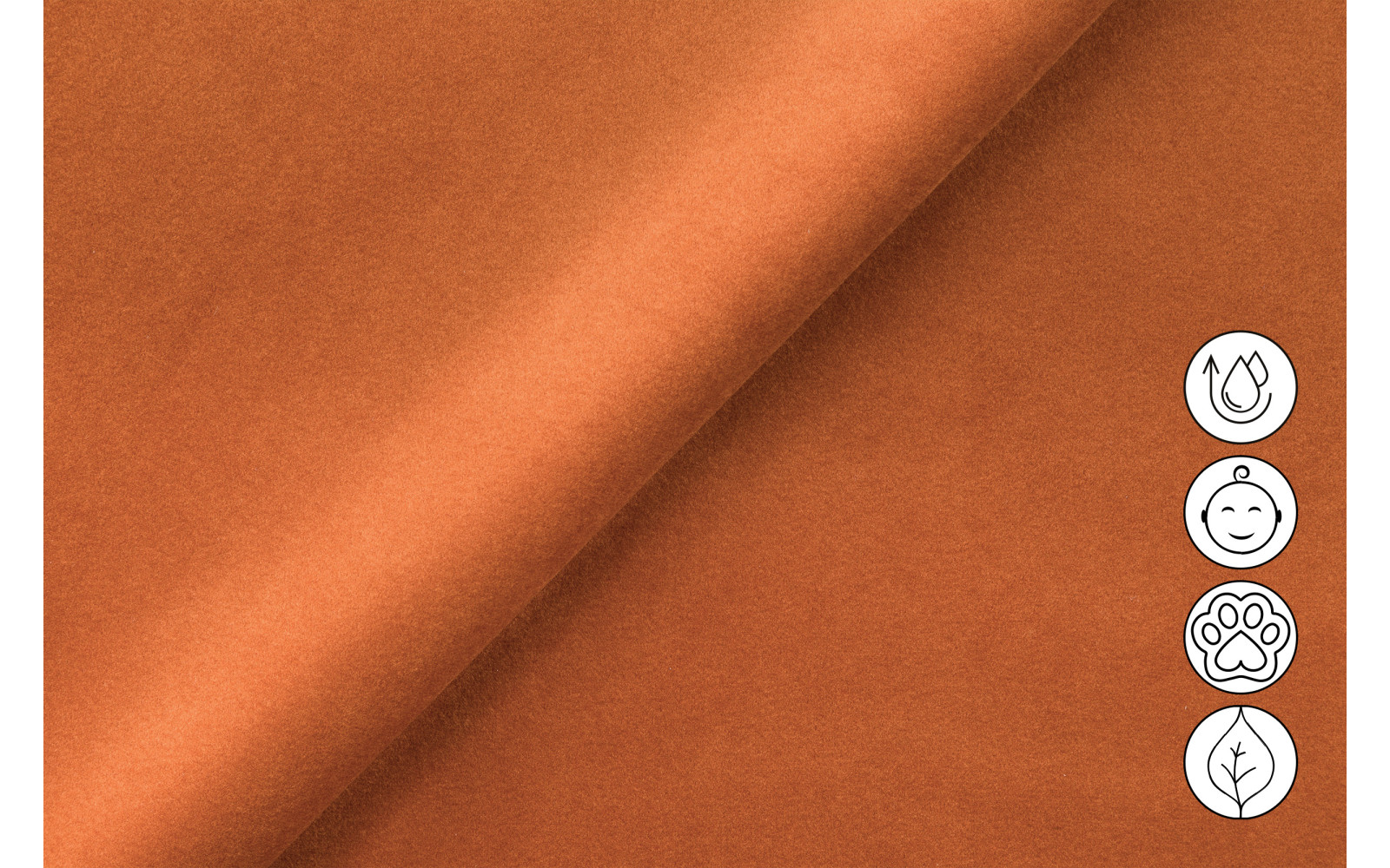 Ecksofa Relax 4-Sitzer links FIERO, Oranger Veloursstoff