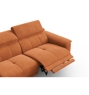 Ecksofa Relax 4-Sitzer links FIERO, Oranger Veloursstoff