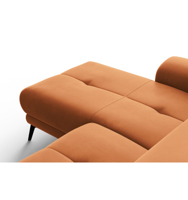 Ecksofa Relax 4-Sitzer links FIERO, Oranger Veloursstoff