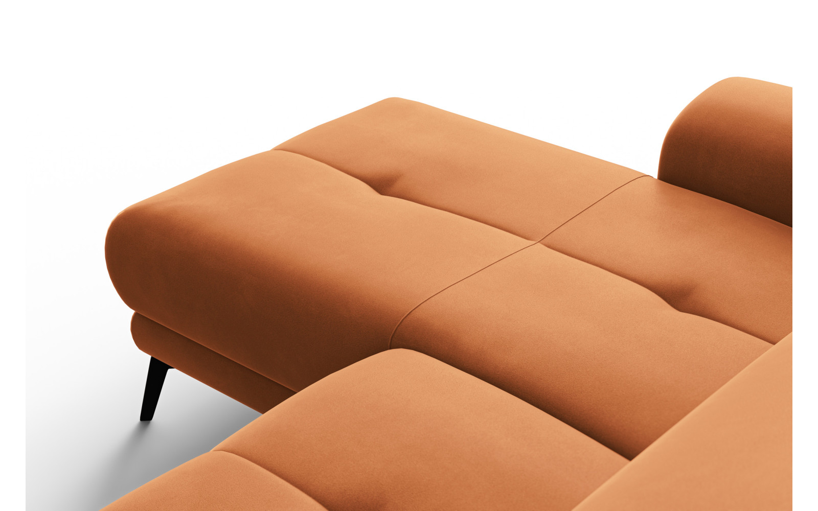Ecksofa Relax 4-Sitzer links FIERO, Oranger Veloursstoff