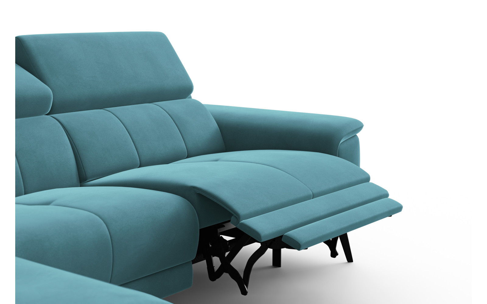 Ecksofa Relax 4-Sitzer links FIERO, Minter Veloursstoff