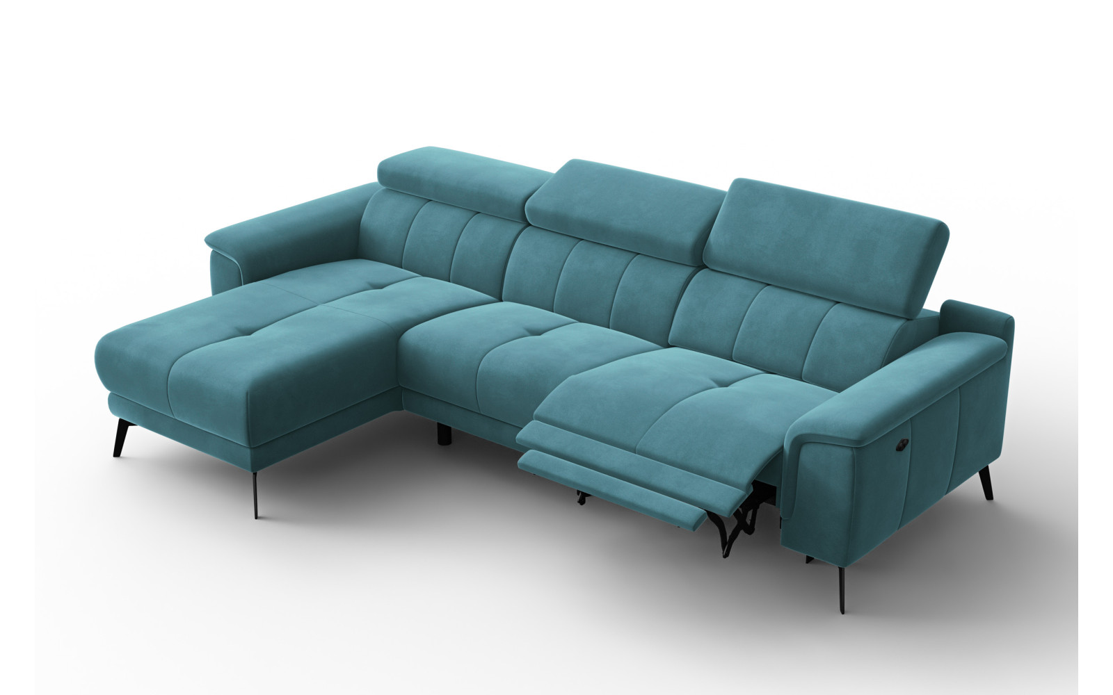 Ecksofa Relax 4-Sitzer links FIERO, Minter Veloursstoff
