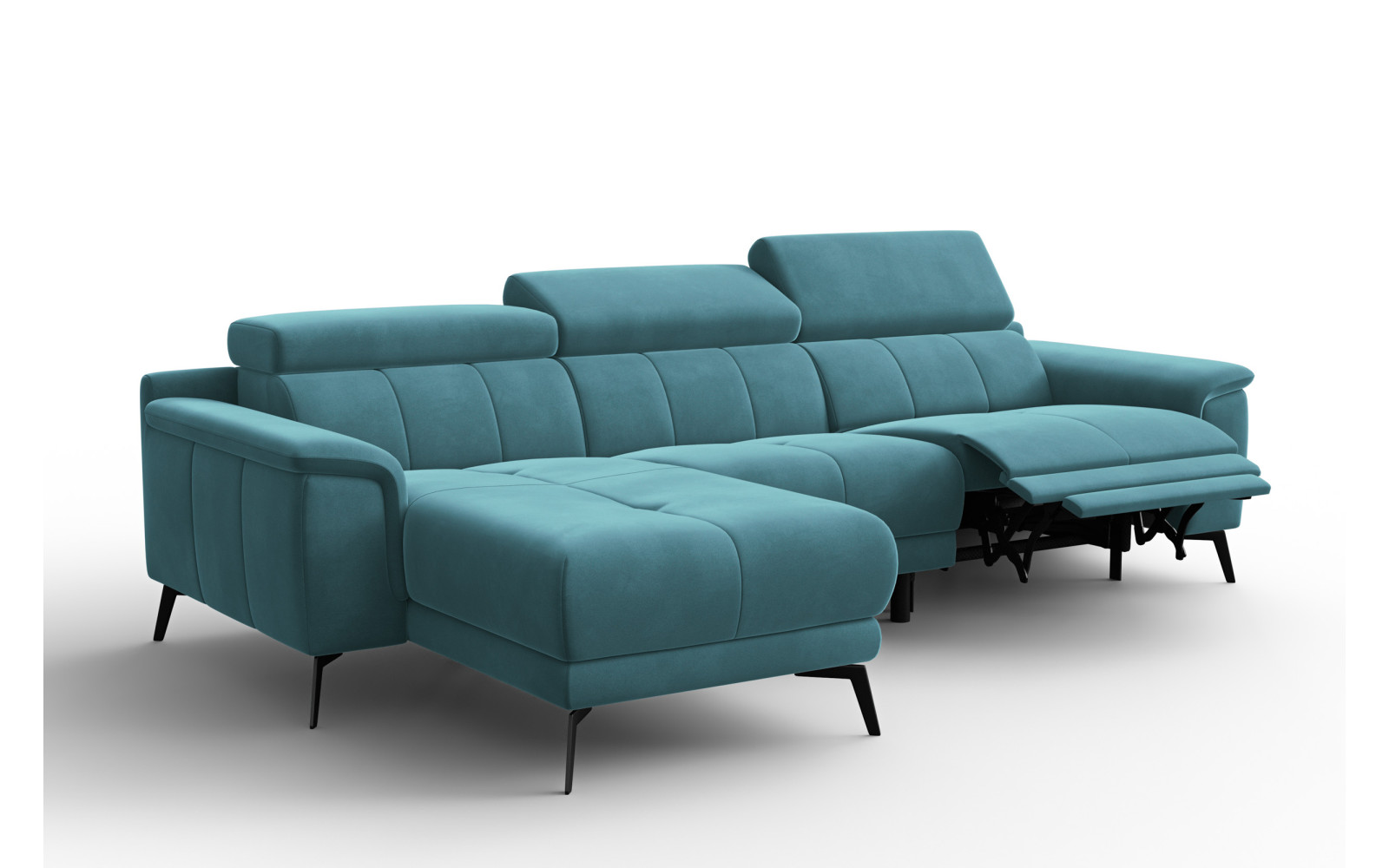 Ecksofa Relax 4-Sitzer links FIERO, Minter Veloursstoff