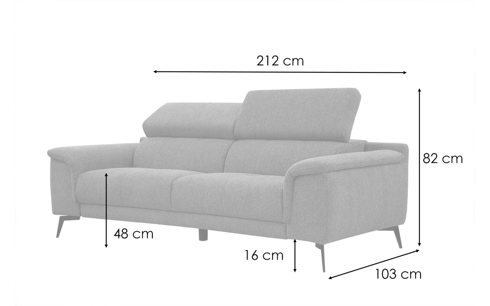 Outlet Sofa XXL 3-Sitzer mit verstellbaren Kopfstützen FIERO