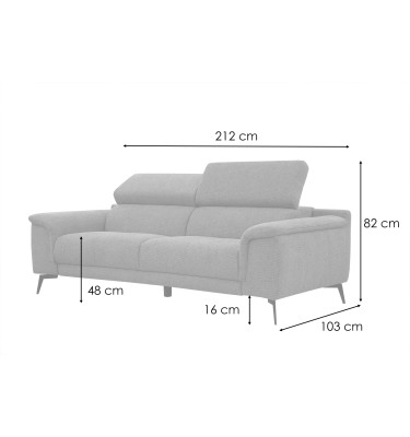 Outlet Sofa XXL 3-Sitzer mit verstellbaren Kopfstützen FIERO
