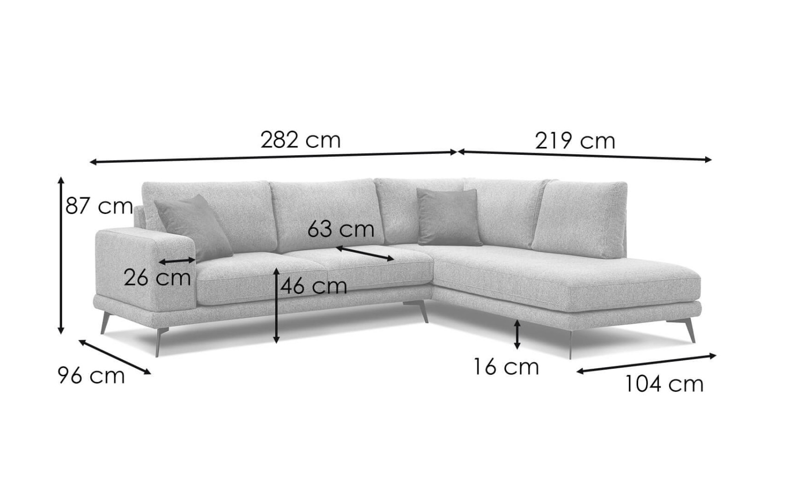 Outlet Ecksofa rechts 5-Sitzer MEDIOLANE